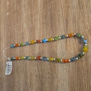 Colorful Glass & Silver Beaded Necklace